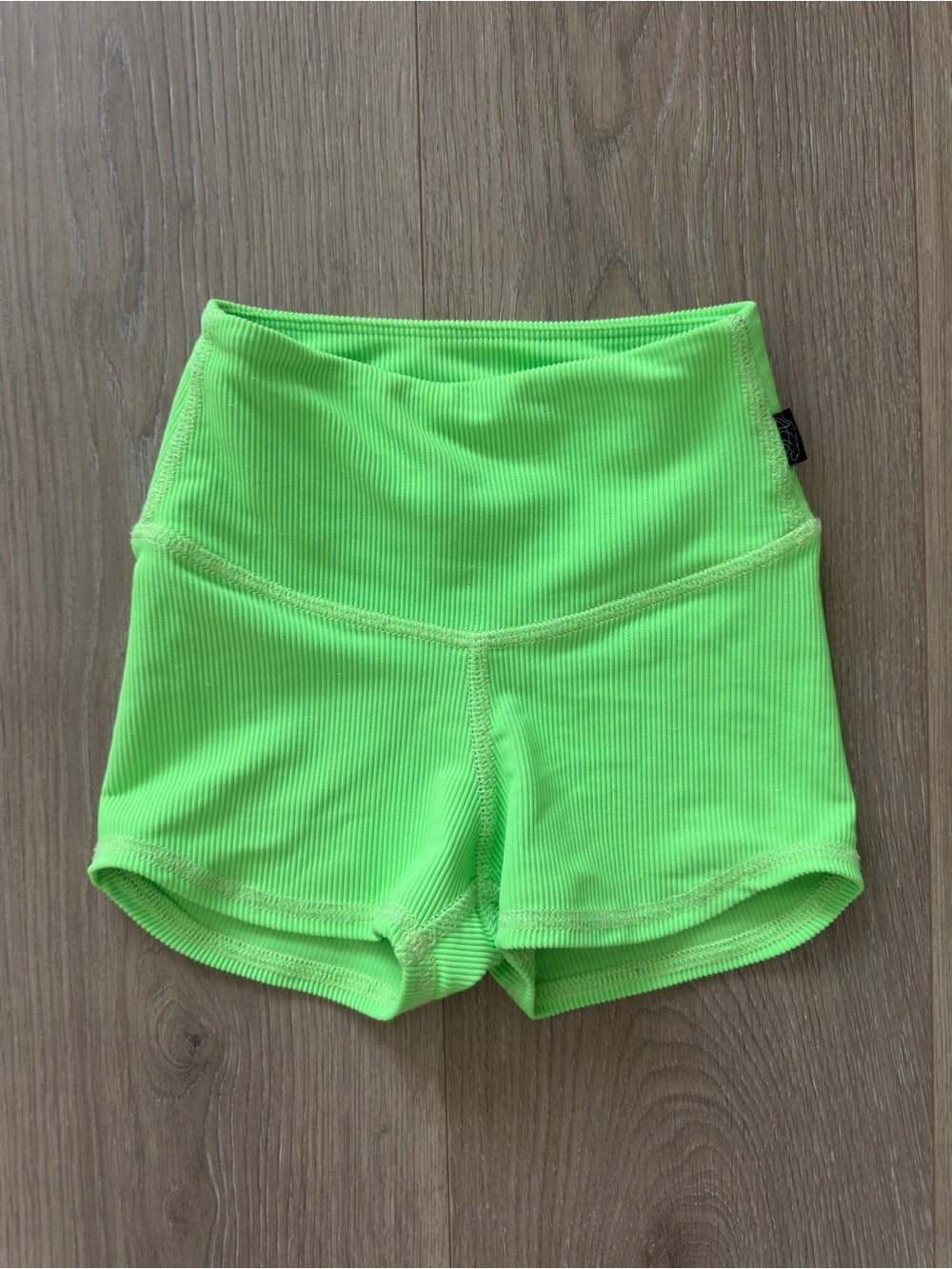 Tiger Friday Girls' Neon Green High-Waist Ribbed Dance Shorts